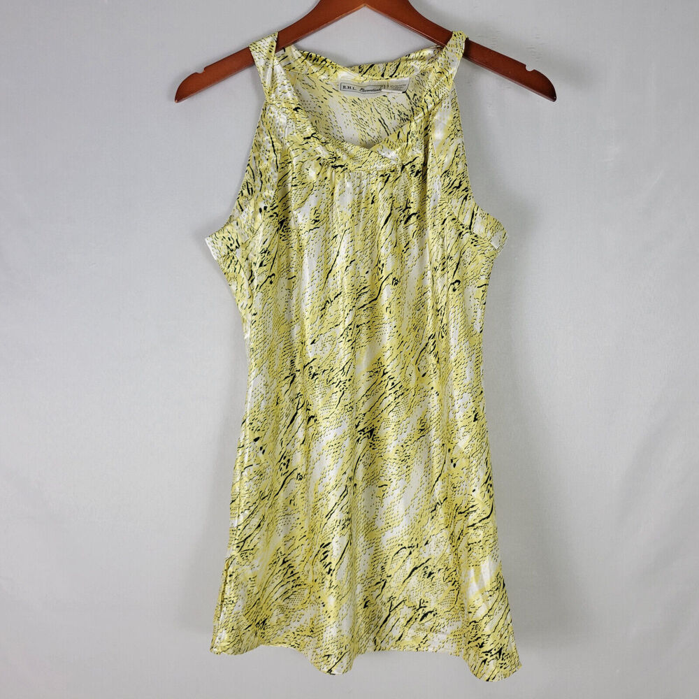 R.H.L Shirt Womens Size Medium Top Yellow White Sleeveless Scoop Neck‎ Blouse